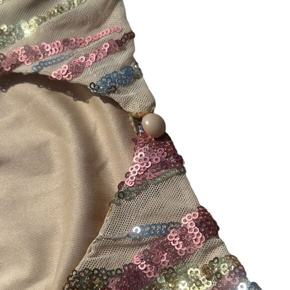 Selfie Leslie Karma Long Sleeve Keyhole Back Pink & Gold Sequin Dress Size XS - Picture 7 of 13